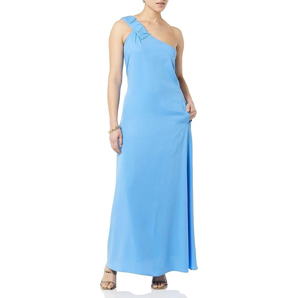 216 TEREA by Andrea Pitter One Shoulder Sylvie Maxi Dress (Medium, Blue, NWT)